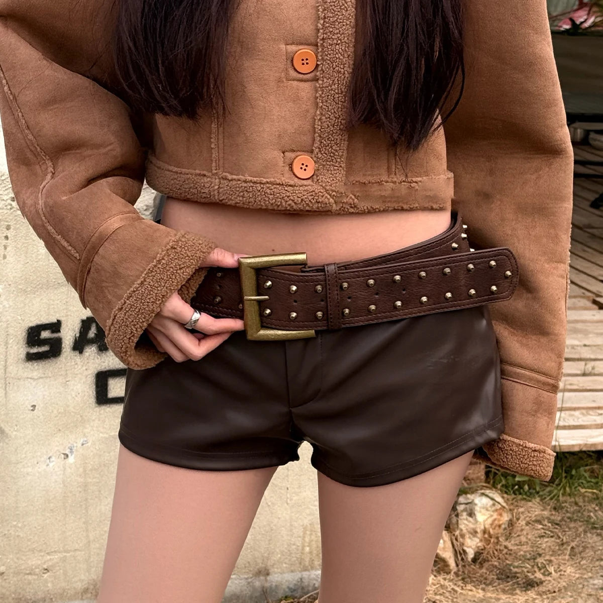 High-end Luxury Designer Western Cowgirl Vintage Rivet Belt For Women Jeans Dress Brown Wide Corset Belt For Winter Perfect Gift