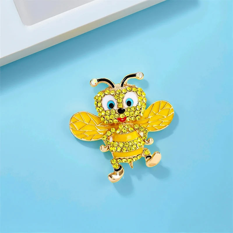 Wuli&baby Lovely Enamel Bee Brooches For Women Unisex Rhinestone Metal Insects Party Casual Brooch Pins Gifts