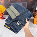 Men's Cropped Jeans Slim Fit Korean Trendy 2026 Spring Summer Blue Youth Trendy High-end Motorcycle Pants Men Man Trousers
