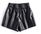 PENDRA Sheepskin Wide Leg Leather Shorts