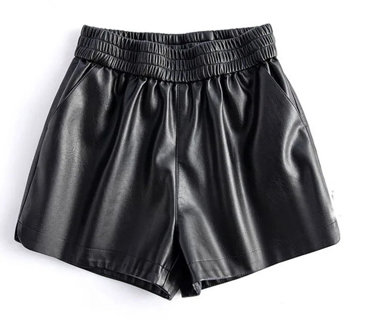 PENDRA Sheepskin Wide Leg Leather Shorts