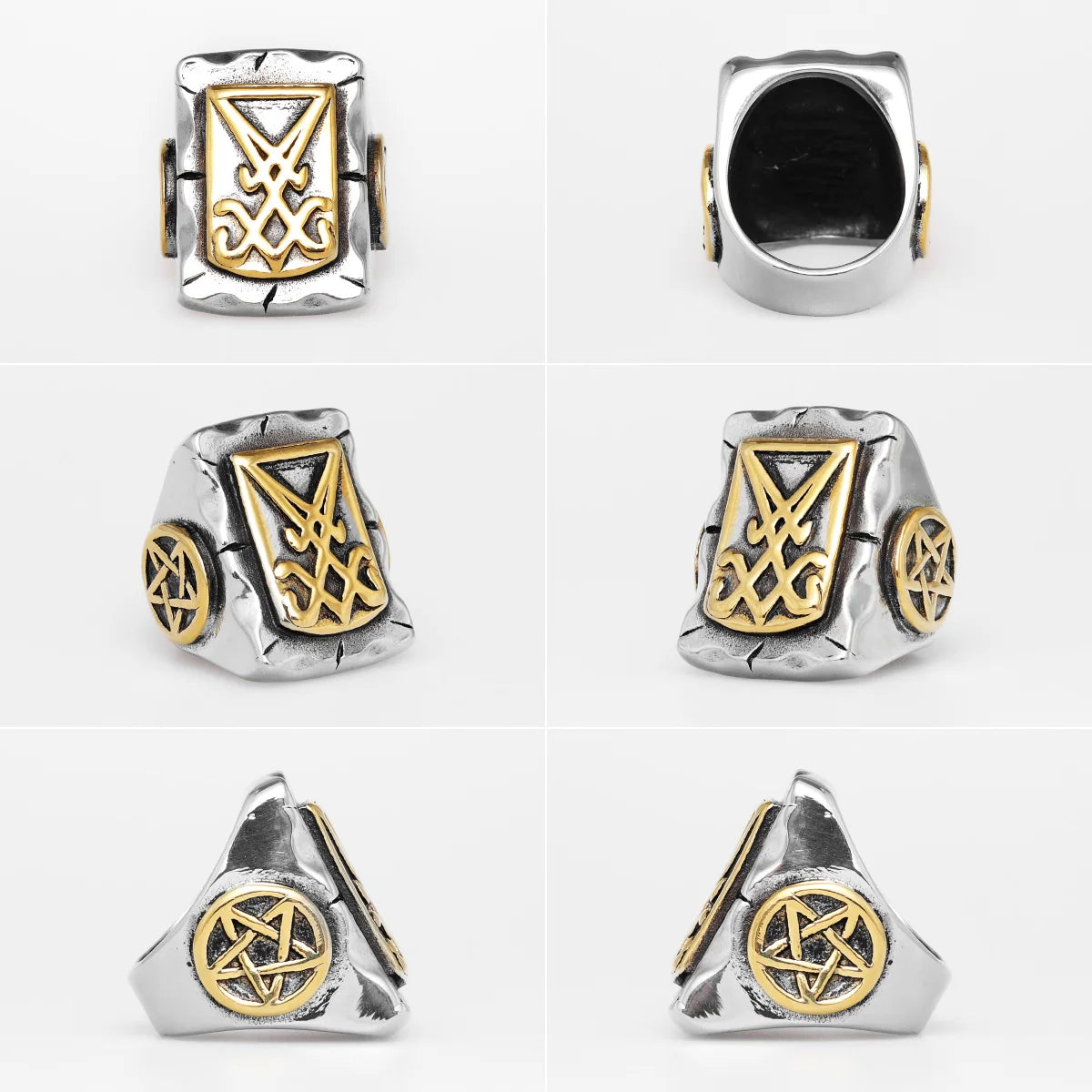 PENDRA Lucifer Satan Pentagram Steel Ring