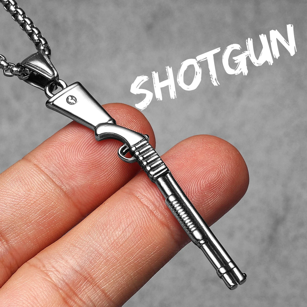 PENDRA Guns Shotgun Pistol Steel Necklace