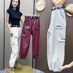 PENDRA Oversized Pocket Loose Leather Cargo Pants