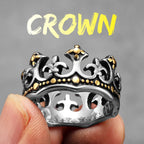 Aesthetic Crown Men Rings Stainless Steel Punk Rock Vintage Cool Stuff Fashion Jewelry Accessories For Women Gift Wholesale