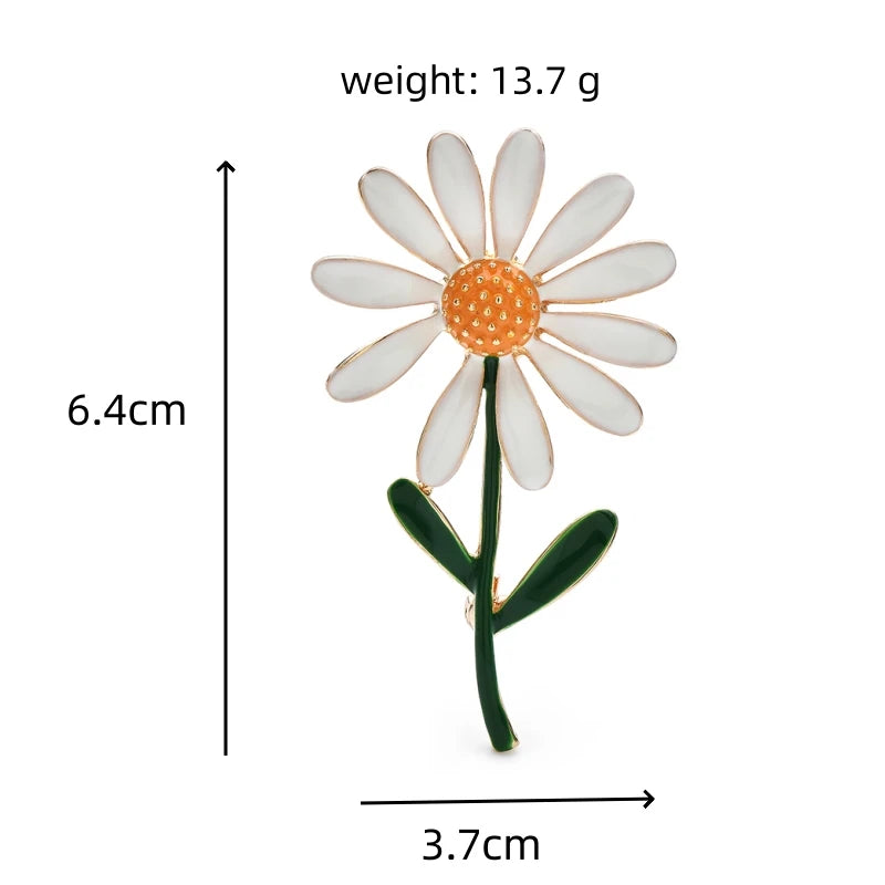 PENDRA Daisyelle Lovely White Daisy Flower Brooch