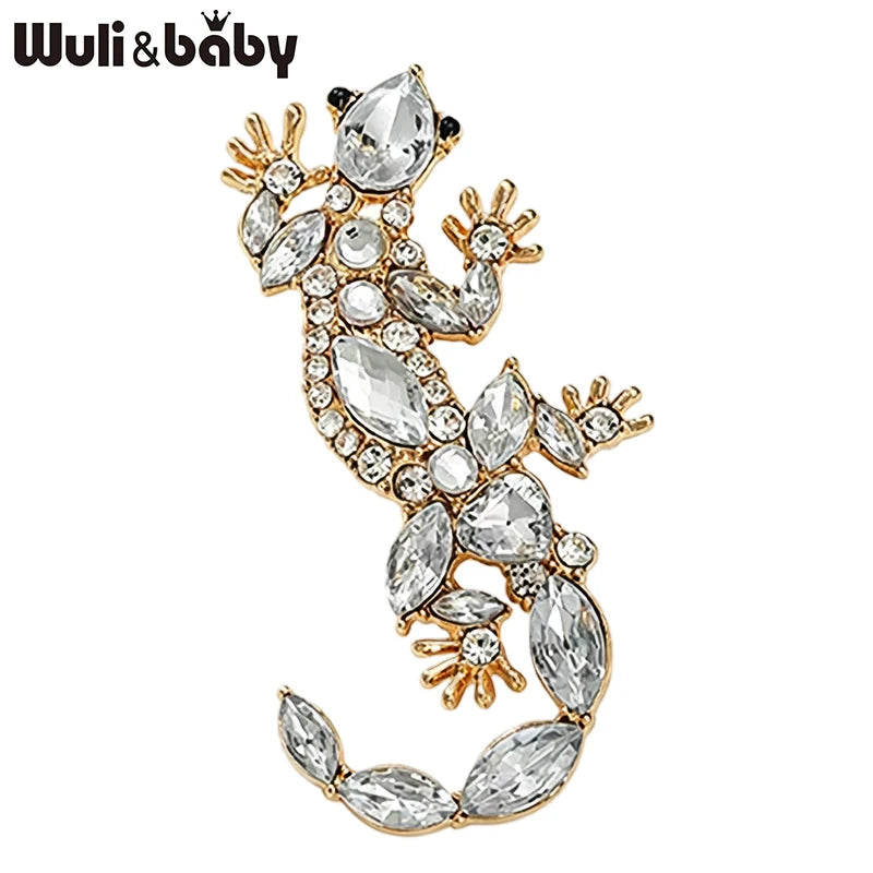 PENDRA Vintage Gecko Rhinestone Brooch