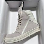 PENDRA Ash Geobasket Grey Cow-Suede High-Top Zip Thick-Sole Ankle Boots