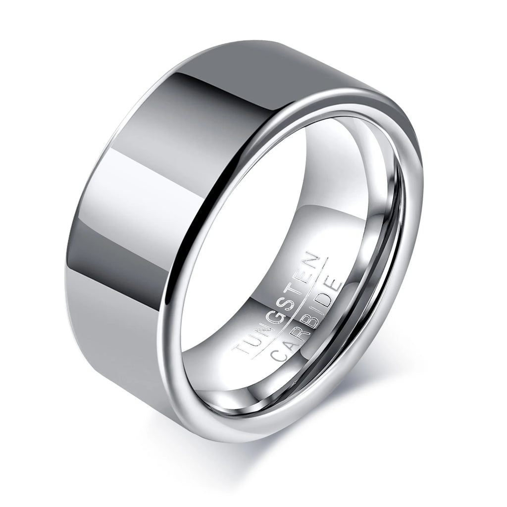 Basic 8mm Wedding Bands for Men, Male Classic Plain Tungsten Carbide Finger Band Ring Jewelry