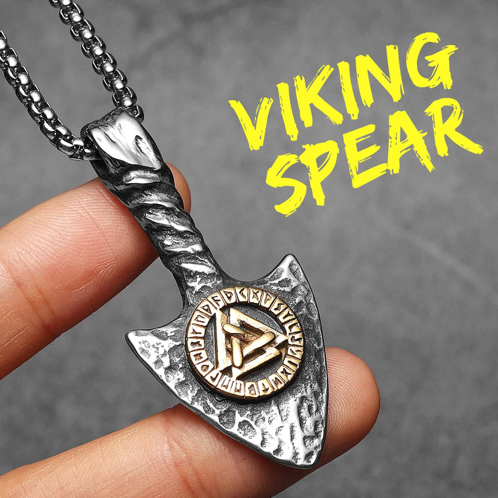 PENDRA Rune Spearhead Odin Steel Necklace