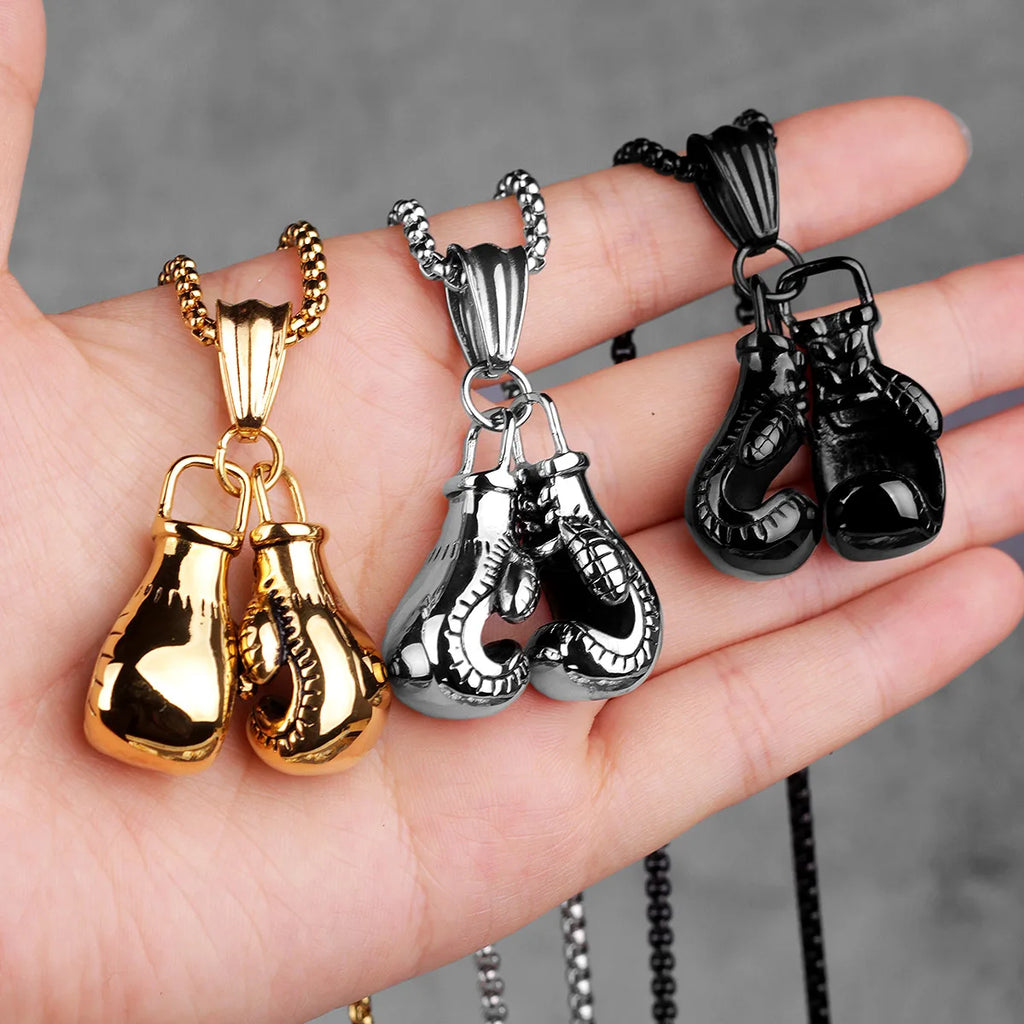 PENDRA Boxing Gloves Gym Steel Necklace