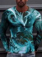 PENDRA Long Sleeve Dragon Print T-Shirt