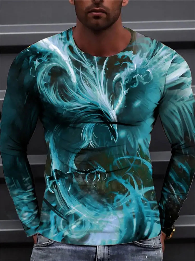PENDRA Long Sleeve Dragon Print T-Shirt