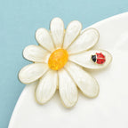 PENDRA Daisyora Large Enamel Daisy Flower Brooch