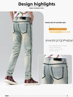 Luxury Brand Clothes 2026 Summer New Washed Retro Jeans Men's Trendy Brand High-end Fashion Small Feet Casual Pants