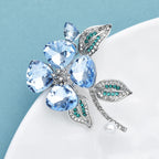 PENDRA Azure Crystal Floral Brooch