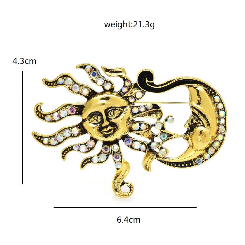 PENDRA Vintage Sun And Moon Brooch
