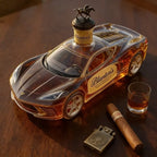 Collectible Crown Royal Style Sports Car Whiskey Decanter, Amber Glass Liquor Bottle for Man Cave & Racing Fan Gifts