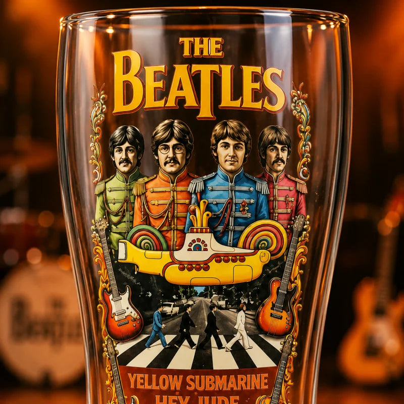 The Beatles Inspired Yellow Submarine Beer Cup Retro Music Band Glass Pint Tumbler Bar Party Drinkware Fan Gift