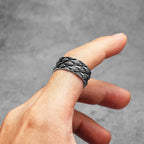 PENDRA Eagle Feather Rock Steel Ring