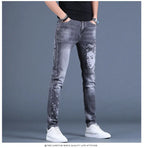 PENDRA Denim Cotton Printed Trousers