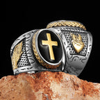 PENDRA Praying Hands Cross Steel Ring