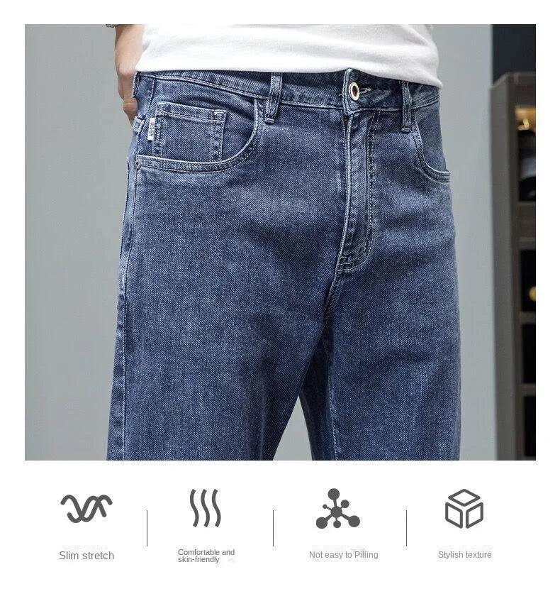 Comfortable Stylish Trendy Luxury Men's Jeans 2023 Summer Blue Cowboy Classic Jeans Casual Stretch Luxury Denim Pants for Men