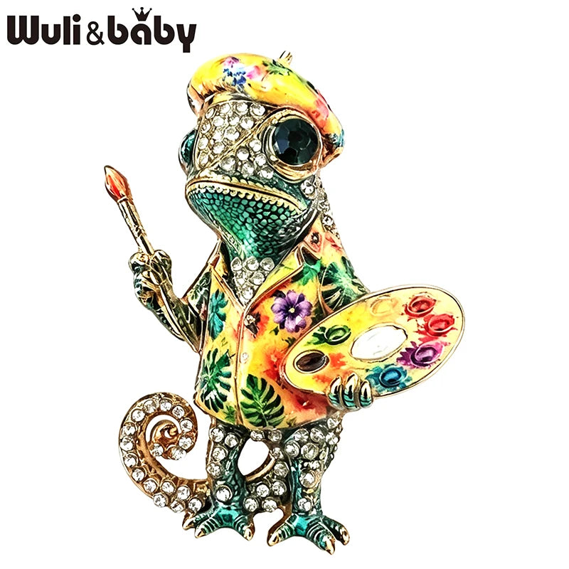 PENDRA Artist Chameleon Rhinestone Brooch