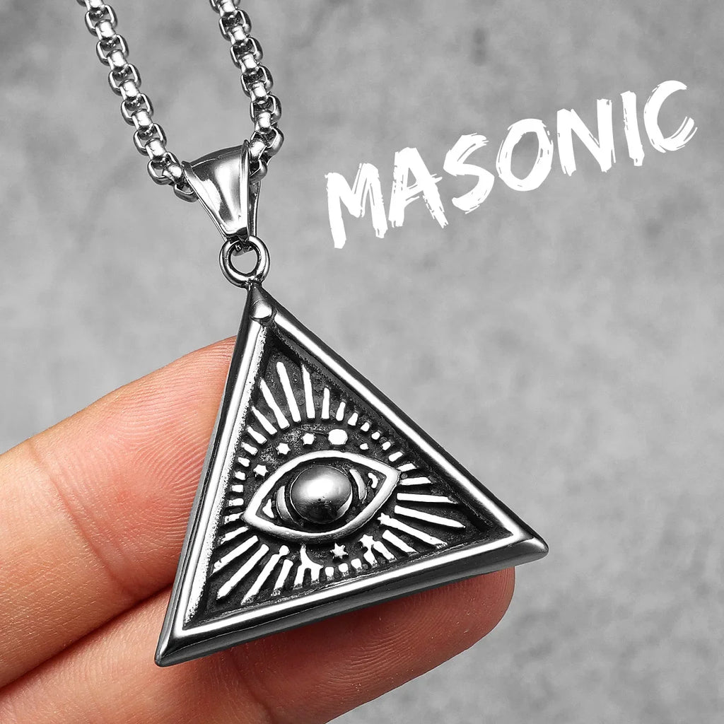 PENDRA Masonic Illuminati Eye Steel Necklace