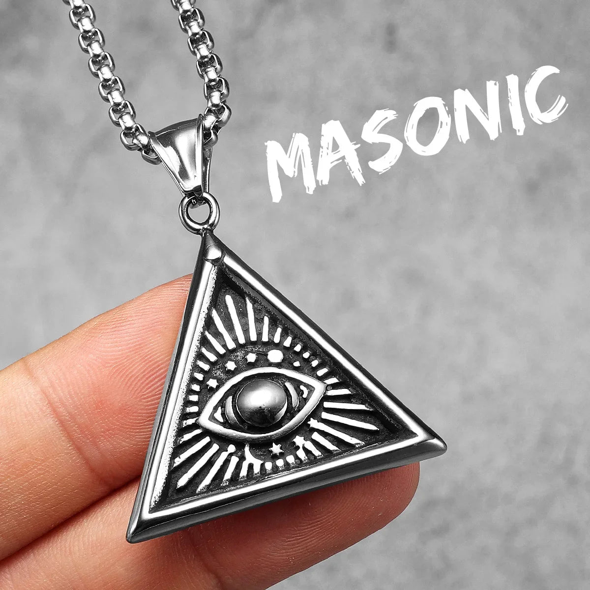 PENDRA Masonic Illuminati Eye Steel Necklace