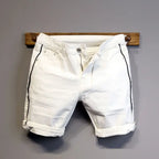 Summer Thin Luxury Designer Slim-Fit Men's Jeans Shorts Boyfriend White Color Striped Street Wear Cotton Casual Short Trousers