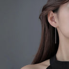 PENDRA Silver Tassel Chain Earrings