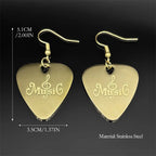 Hip Hop Guitar Pick Musical Drop Earrings for Women Stainless Steel Gold Silver Color Rock Music Earring Jewelry