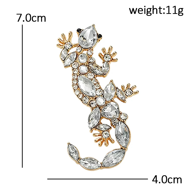 PENDRA Vintage Gecko Rhinestone Brooch