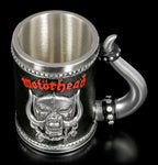 Gothic Rock Collectible Mug Hand-Polished 3D Embossed Skull, Stainless Steel Inner Unique Horn Handle Heavy Metal  Coffee Cup