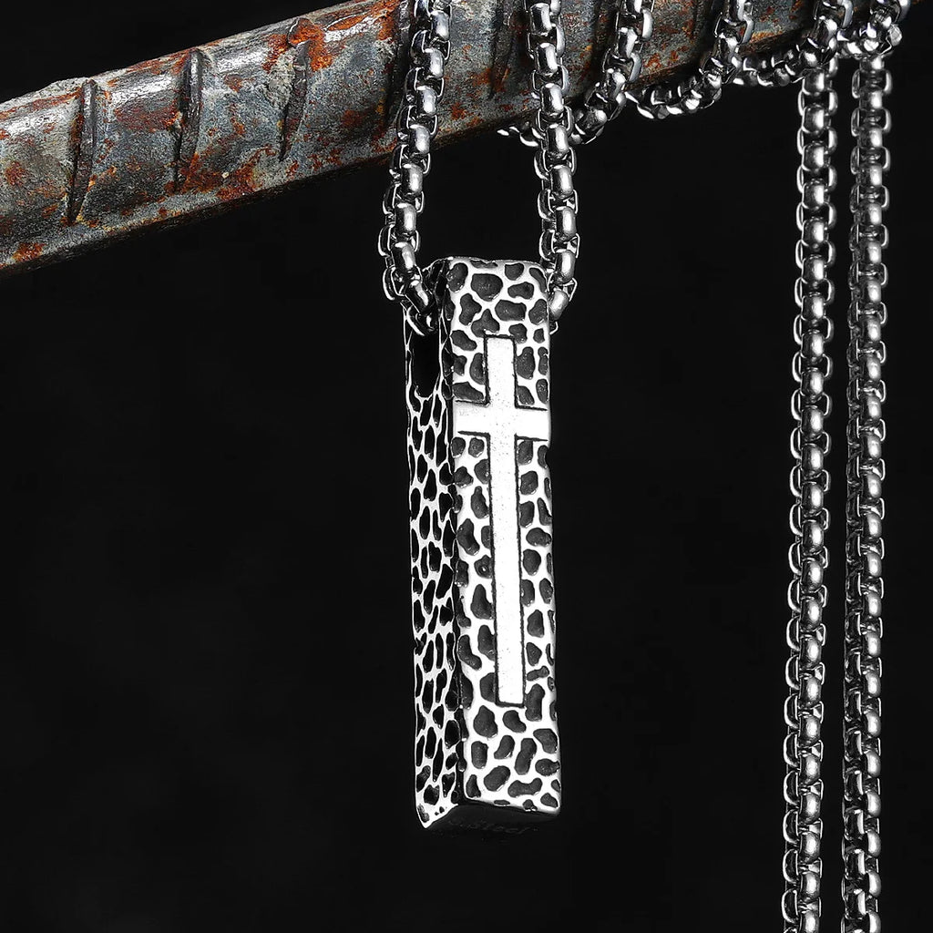 Texture Cross Men Necklaces Stainless Steel Pendant Chain Women Fashion Retro Jewelry Punk New In Accessories Gifts Wholesale