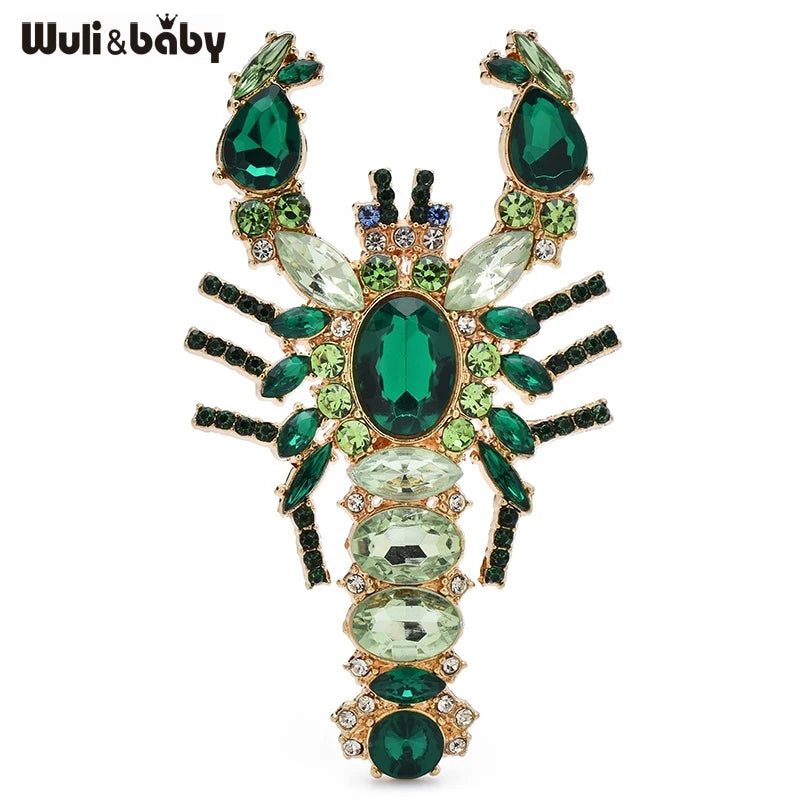 PENDRA Luxe Lobster Rhinestone Animal Brooch