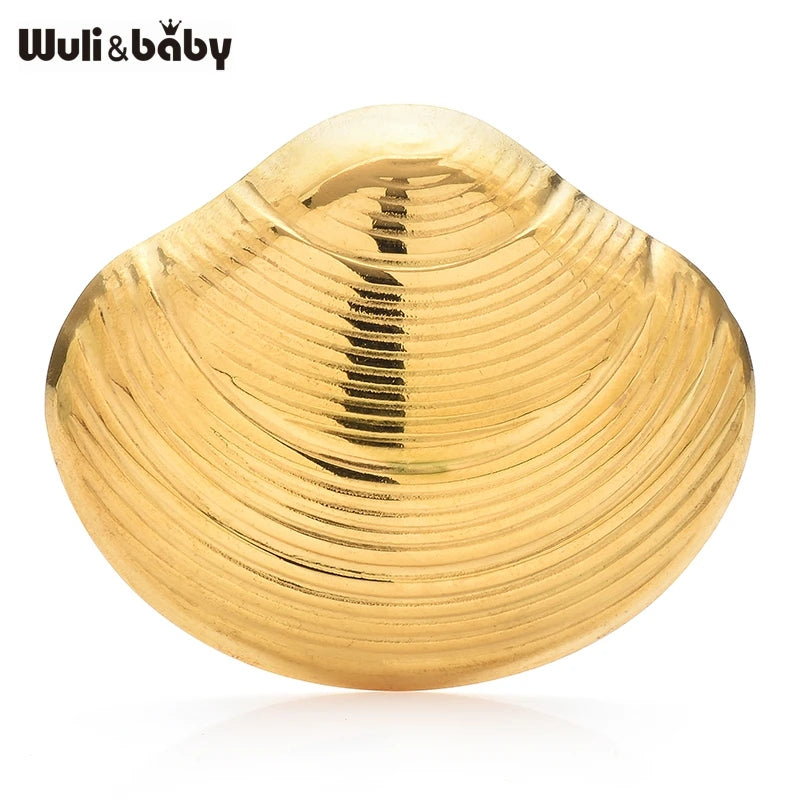 Wuli&baby Stainless Steel Shell Design Brooches For Women Unisex 2-color Easy Match Normcore Style Party Office Brooch Pins Gift