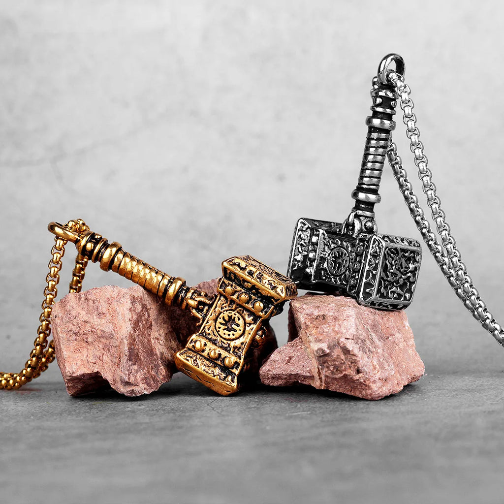 PENDRA Thor's Hammer Steel Necklace