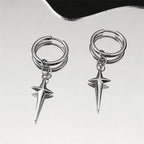 Stainless Steel Y2K Star Cross Hoop Earring for Women Gold Color Hip Hop Cool Girl Dangle Earring Jewelry Gift EZZZ795-6