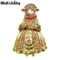 PENDRA Regal Rhinestone Sheep Lady Brooch