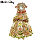 PENDRA Regal Rhinestone Sheep Lady Brooch