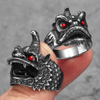 Chinese Lion Dance Unique Men Rings Stainless Steel Retro Punk Stylish Women Jewelry Fashion Accessories Gift Wholesale