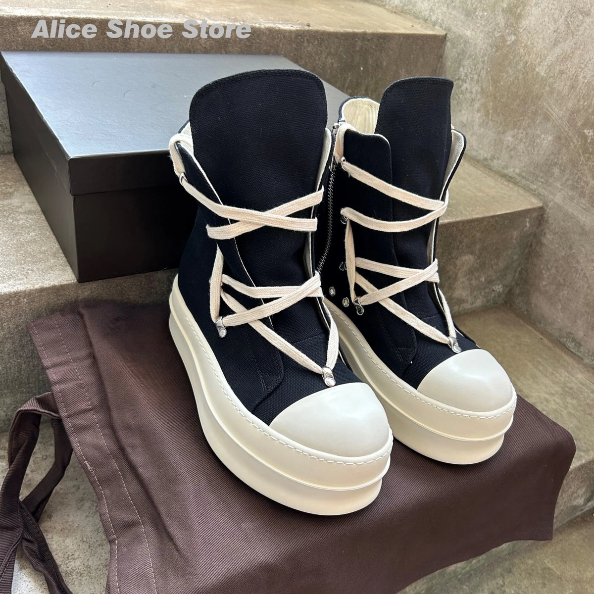 Luxury Flat Platform Women Shoe Canvas Royal Designer Lady Ankle Boot 6cm High Purple Zipper Dress Shoe Casual Flat Street Shoe