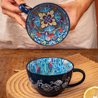 Bohemian Pattern Ceramic Coffee Mug Large Capacity Colorful Tea Cup For Daily Use Collection Ornaments
