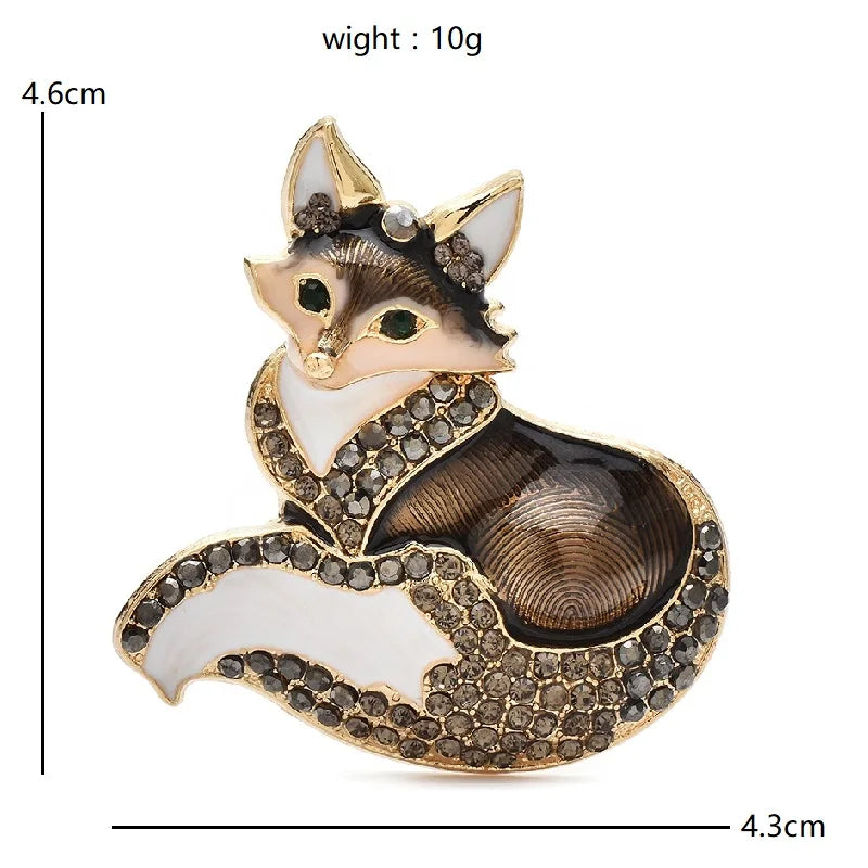 PENDRA Vulpina Rhinestone Fox Brooch