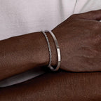 Waterproof Men's Layered Bracelets,2pcs Stainless Steel Twisted Chain Link Wristband,4MM Cuff Bangle Gift