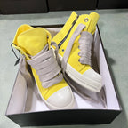 PENDRA Solar Suede Yellow Cow-Suede High-Top Zip Thick-Sole Ankle Boots