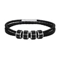 Customized Baeded Bracelets for Men Boys,3-Layers Leather Bracelet with Stainless Steel Tube,Jeweley Gift for Dad Husband