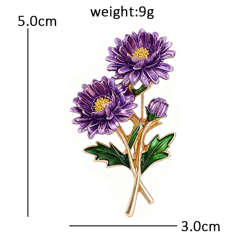 PENDRA Flora September Birthday Enamel Flower Brooch